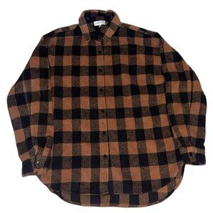 Acoa Brown and black plaid button-up flannel shirt